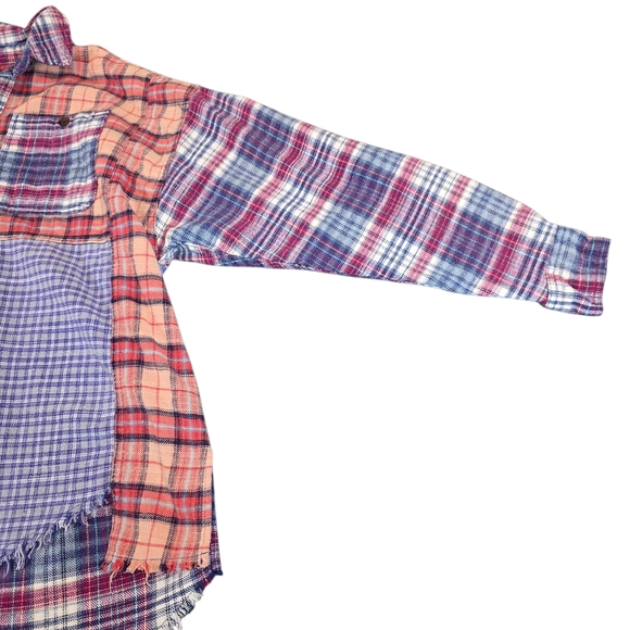 BDG Robbie Spliced Flannel Button-Down Shirt | M | Multicolor | 100% Cotton - Picture 8 of 16